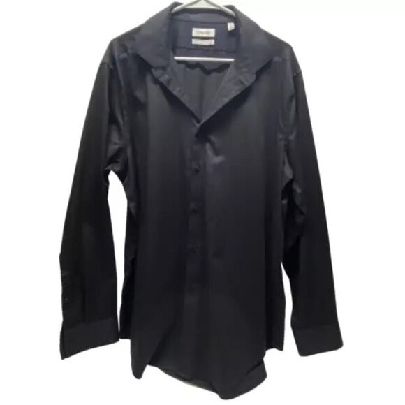 Calvin Klein Men's XL Black Button Up Infinite Wrinkle Free Slim Fit Stretch EUC - Picture 1 of 11